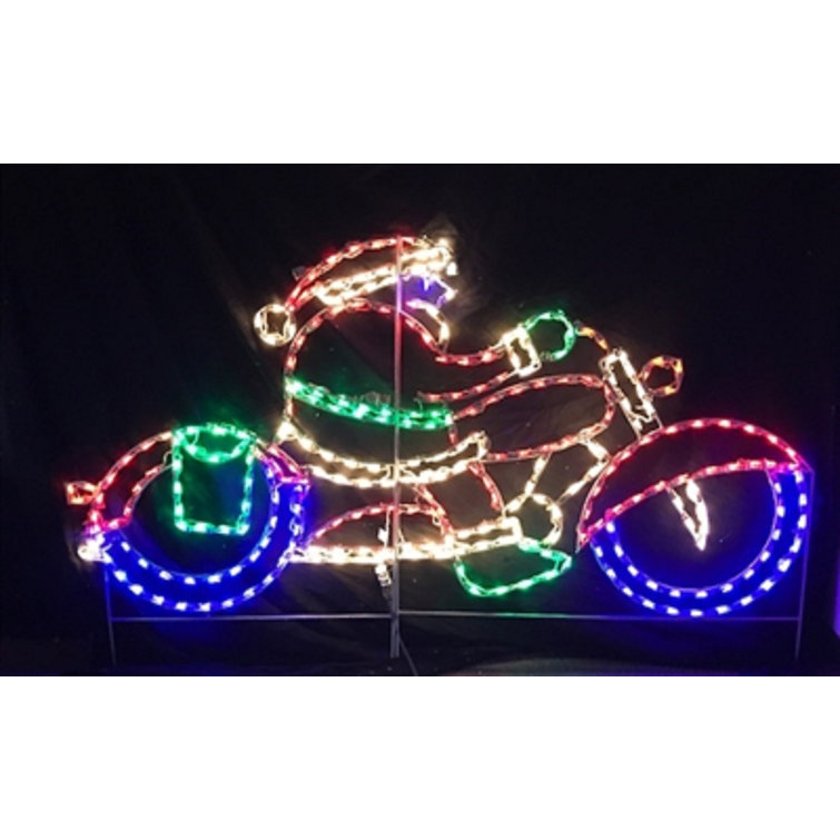 The Holiday Aisle® Santa on Motorcycle Christmas Lighted Display Wayfair